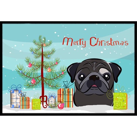 Carolines Treasures Christmas Tree and Black Pug Indoor or Outdoor Mat- 18 x 27 BB1635MAT